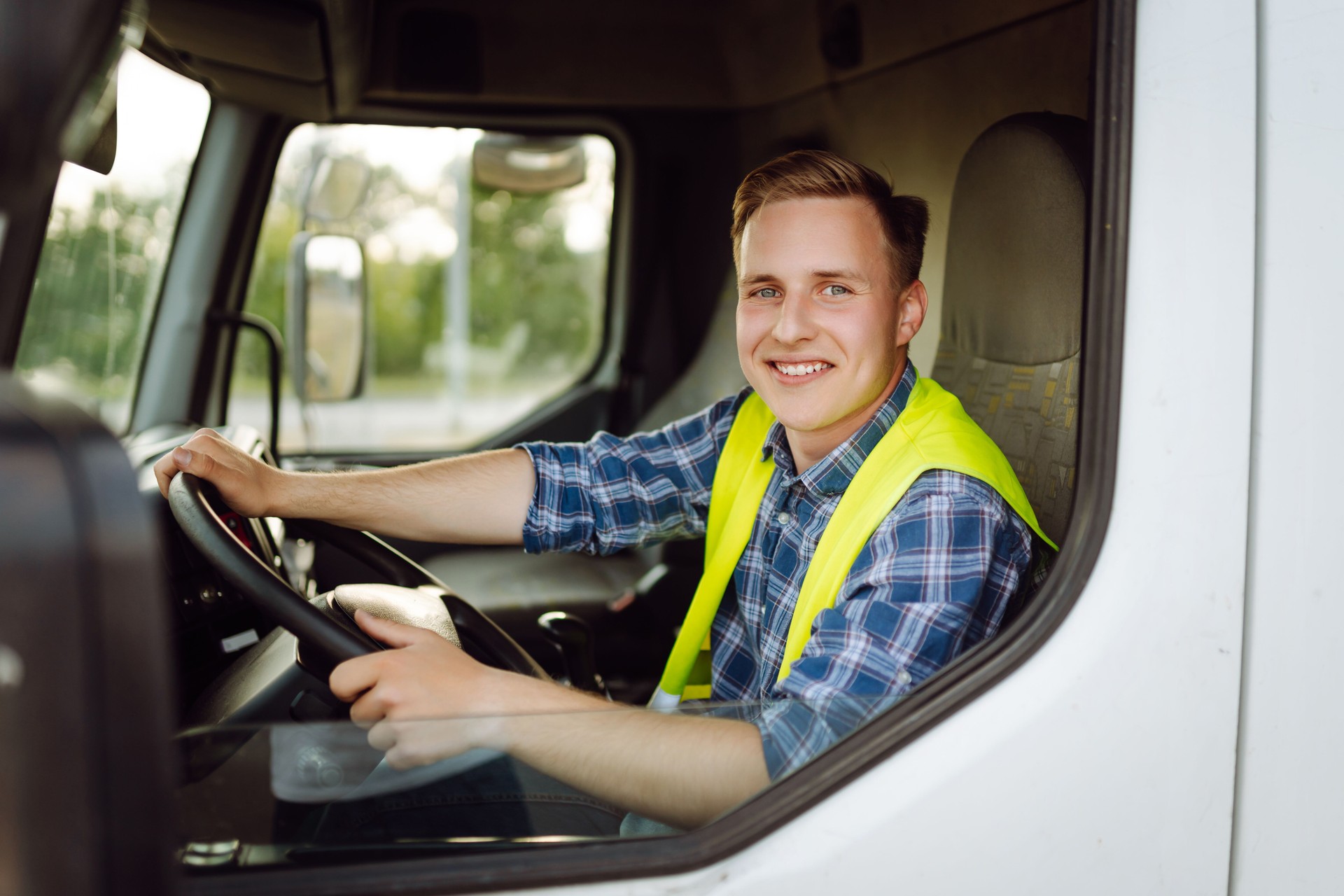 Professional truck driver ready for job.